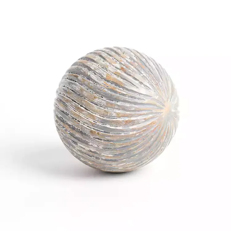 Distressed Mango Wood Swirl Orb Bowl Filler