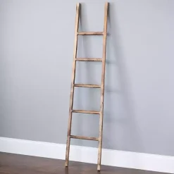 Clearance Distressed Natural Leaning Ladder Decorative Accents