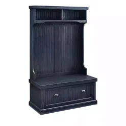 Kirklands Home Entryway Furniture|Distressed Navy Seanan Storage Hall Tree