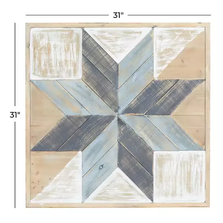 Kirklands Home Wall Plaques|Distressed White and Blue Farm Star Wall Plaque