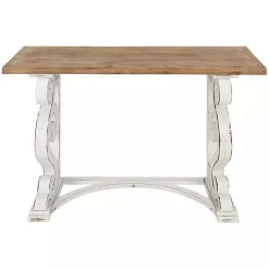 Kirklands Home Console Tables|Distressed White and Brown Wood Console Table