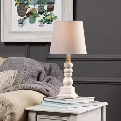 Kirklands Home Table Lamps|Distressed White Candlestick Table Lamp Ivory