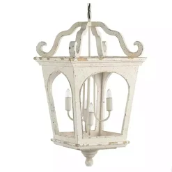 Kirklands Home Chandeliers & Pendant Lighting|Distressed Carriage Pendant Light White