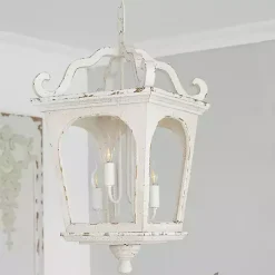 Kirklands Home Chandeliers & Pendant Lighting|Distressed Carriage Pendant Light White