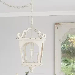 Kirklands Home Chandeliers & Pendant Lighting|Distressed Carriage Pendant Light White