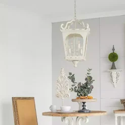 Kirklands Home Chandeliers & Pendant Lighting|Distressed Carriage Pendant Light White