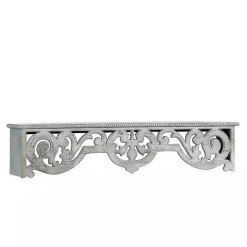 Kirklands Home Shelves|Distressed White Carved Wood Wall Shelf