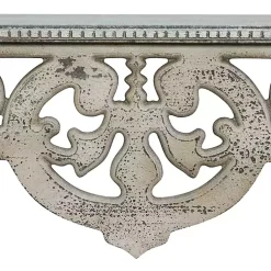Kirklands Home Shelves|Distressed White Carved Wood Wall Shelf