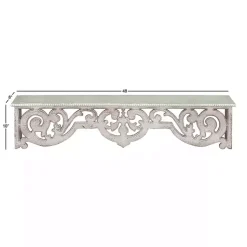 Kirklands Home Shelves|Distressed White Carved Wood Wall Shelf