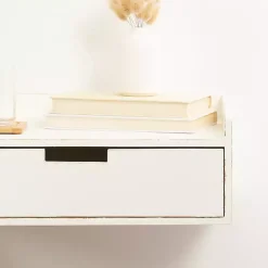Kirklands Home Accent & End Tables|Distressed Drawer Kitt Floating Side Table White