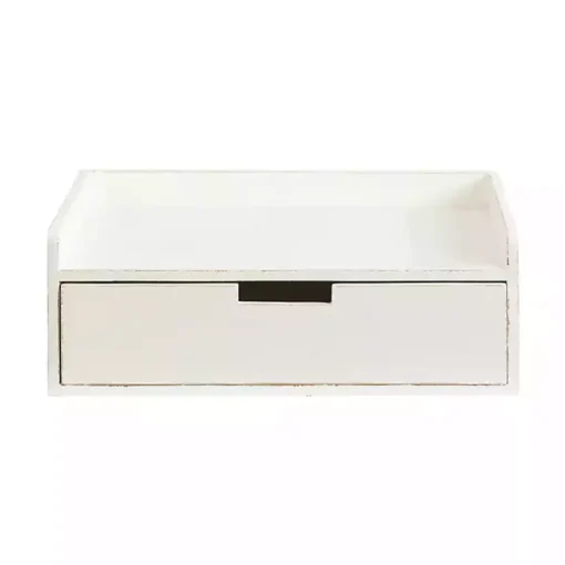 Kirklands Home Accent & End Tables|Distressed Drawer Kitt Floating Side Table White