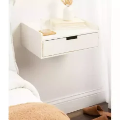 Kirklands Home Accent & End Tables|Distressed Drawer Kitt Floating Side Table White