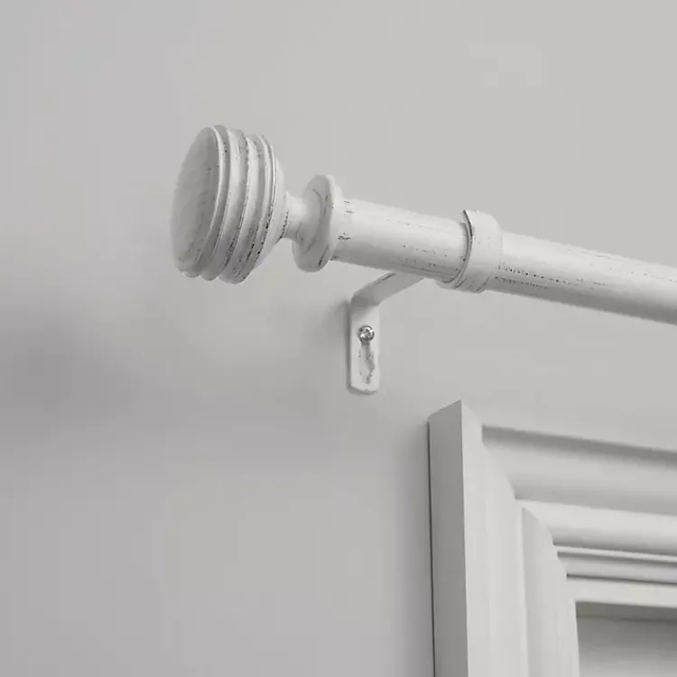 Kirklands Home Curtain Rods & Hardware|Distressed Duke Curtain Rod, 120 in. White