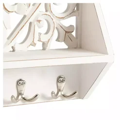 Kirklands Home Wall Storage|Distressed White Floral Carved Wall Shelf