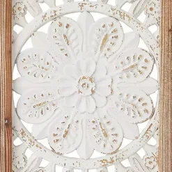 Kirklands Home Wall Plaques|Distressed White Floral Wall Plaques, Set of 3
