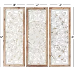 Kirklands Home Wall Plaques|Distressed White Floral Wall Plaques, Set of 3