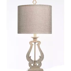 Kirklands Home Table Lamps|Distressed French Farmhouse Table Lamp White