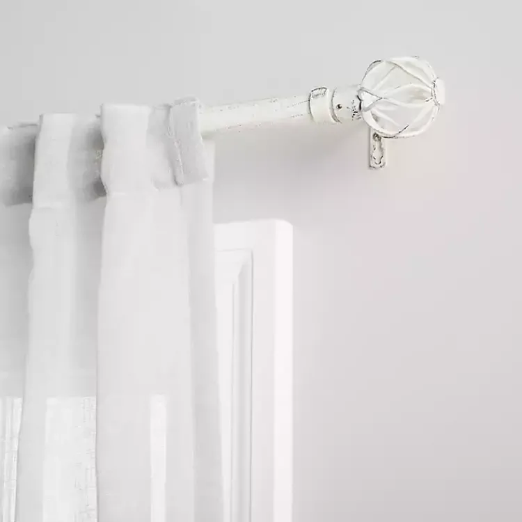 Kirklands Home Curtain Rods & Hardware|Distressed White Open Sphere Curtain Rod, 120 in.
