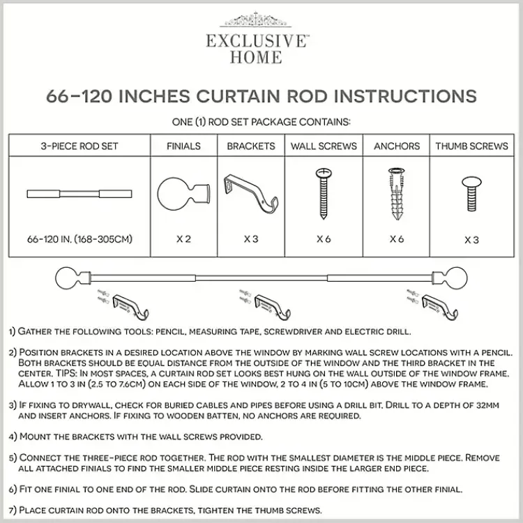 Kirklands Home Curtain Rods & Hardware|Distressed White Open Sphere Curtain Rod, 120 in.