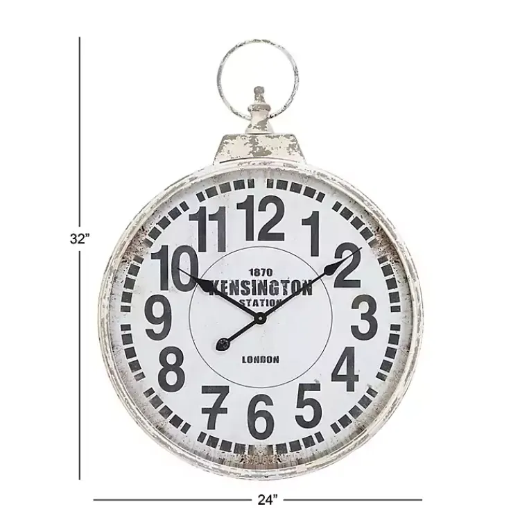 Kirklands Home Clocks|Distressed White Pocket Wall Clock