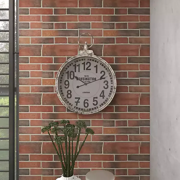 Kirklands Home Clocks|Distressed White Pocket Wall Clock