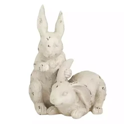 Kirklands Home Garden Statues|Distressed Rabbits Statue White