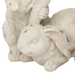 Kirklands Home Garden Statues|Distressed Rabbits Statue White
