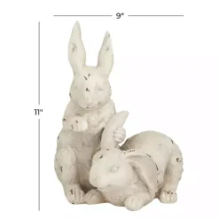 Kirklands Home Garden Statues|Distressed Rabbits Statue White
