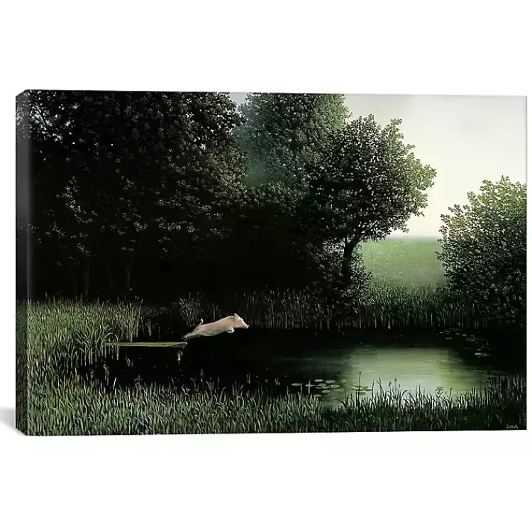 Kirklands Home Canvas Art|Diving Pig Canvas Art Print Green