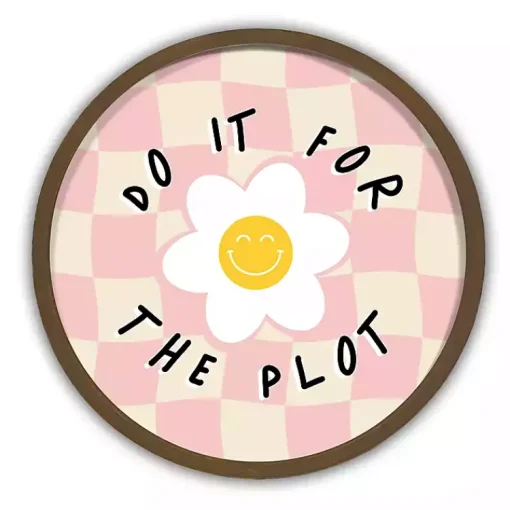 Kirklands Home Framed Art|Do It For The Plot Checkered Round Wall Art