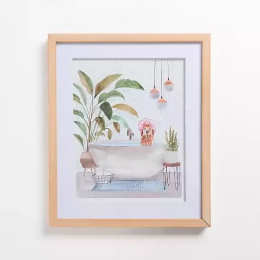 Kirklands Home Framed Art|Dog in Tub Framed Art Print