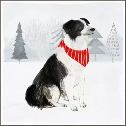 Clearance Dog with Red Bandana Christmas Canvas Wall Plaque Christmas Art & Wall Decor