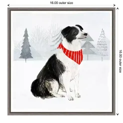 Clearance Dog with Red Bandana Christmas Canvas Wall Plaque Christmas Art & Wall Decor