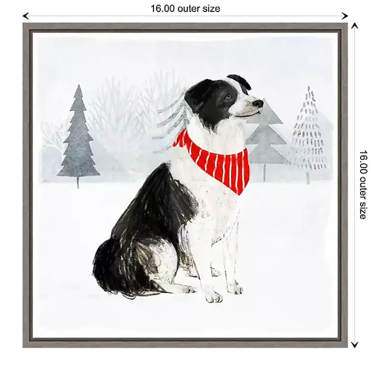 Clearance Dog with Red Bandana Christmas Canvas Wall Plaque Christmas Art & Wall Decor