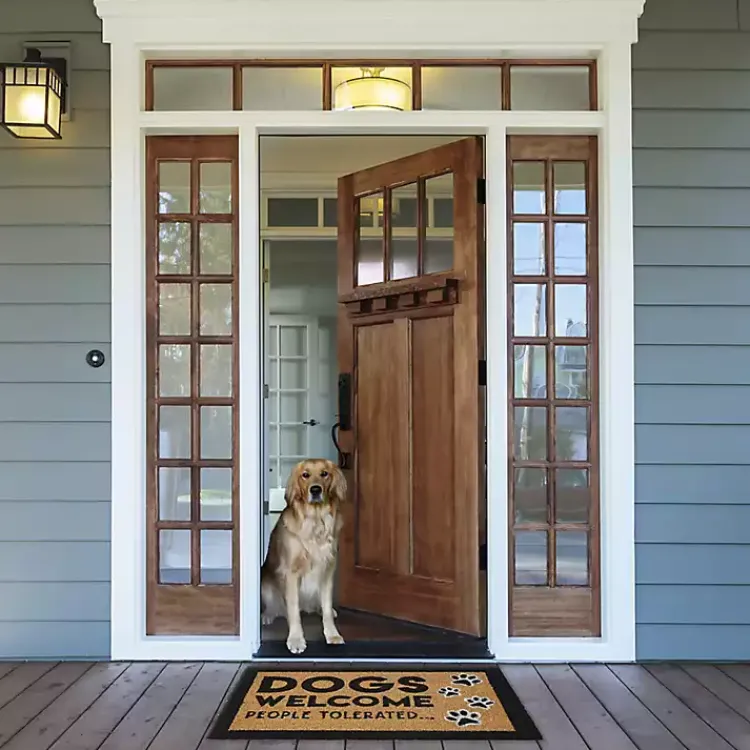Kirklands Home Doormats|Dogs Welcome People Tolerated Coir Doormat