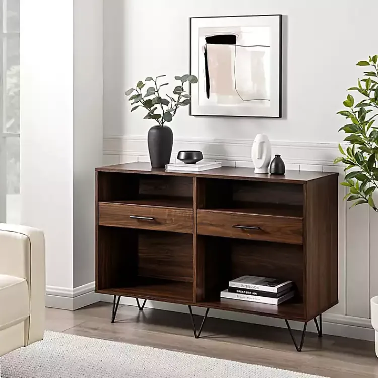 Kirklands Home Console Tables|Doreen Dark Brown Hairpin Console Table