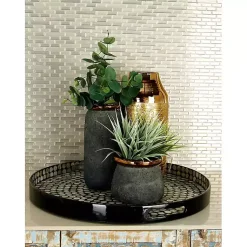 Dotted Shell Round Wooden Tray Decorative Trays