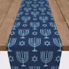 Double Blue Menorah Table Runner, 90 in. Hanukkah Decorations
