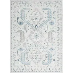 Kirklands Home Area Rugs|Dove Gray Ornate Bordered Area Rug, 5x7