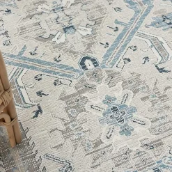 Kirklands Home Area Rugs|Dove Gray Ornate Bordered Area Rug, 5x7