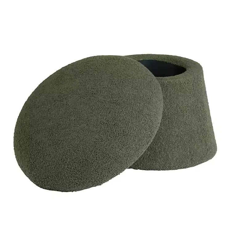 Kirklands Home Benches & Ottomans|Drak Boucle Mushroom Storage Ottoman Green