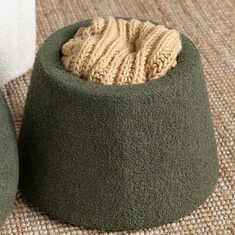 Kirklands Home Benches & Ottomans|Drak Boucle Mushroom Storage Ottoman Green