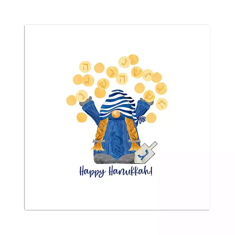 New Dreidel Gelt Game Gnome Canvas Art Print Hanukkah Decorations