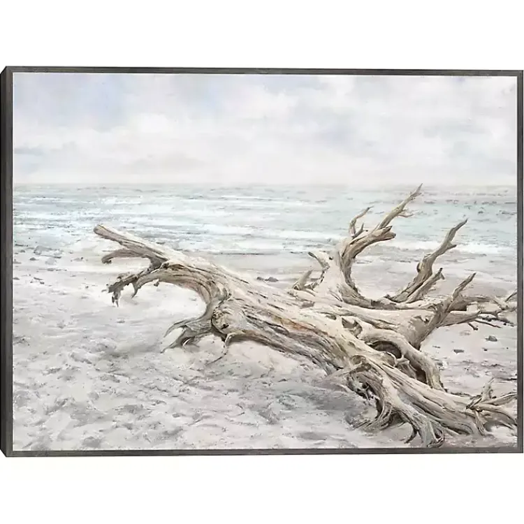 Kirklands Home Canvas Art|Driftwood On The Beach Framed Canvas Art Print Multi