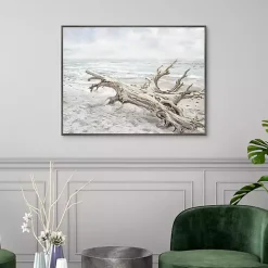 Kirklands Home Canvas Art|Driftwood On The Beach Framed Canvas Art Print Multi
