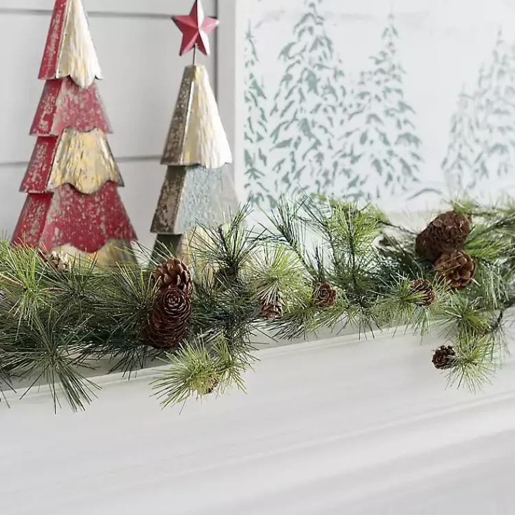 Outlet Drooping Snowy Ming Pine Christmas Garland Arrangements & Greenery