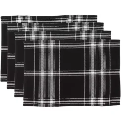 Kirklands Home Table Linens|Dual White and Black Cotton Placemats, Set of 4