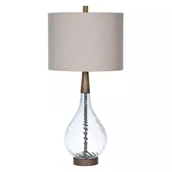 Kirklands Home Table Lamps|Dusty Gray Blue Nora Glass Table Lamp Ivory