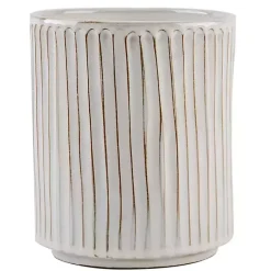 Kirklands Home Kitchen Storage|Earthy Embossed Lines Utensil Crock White
