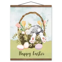Easter Basket Bunny Teak Hanging Canvas Art Print Easter Decorations